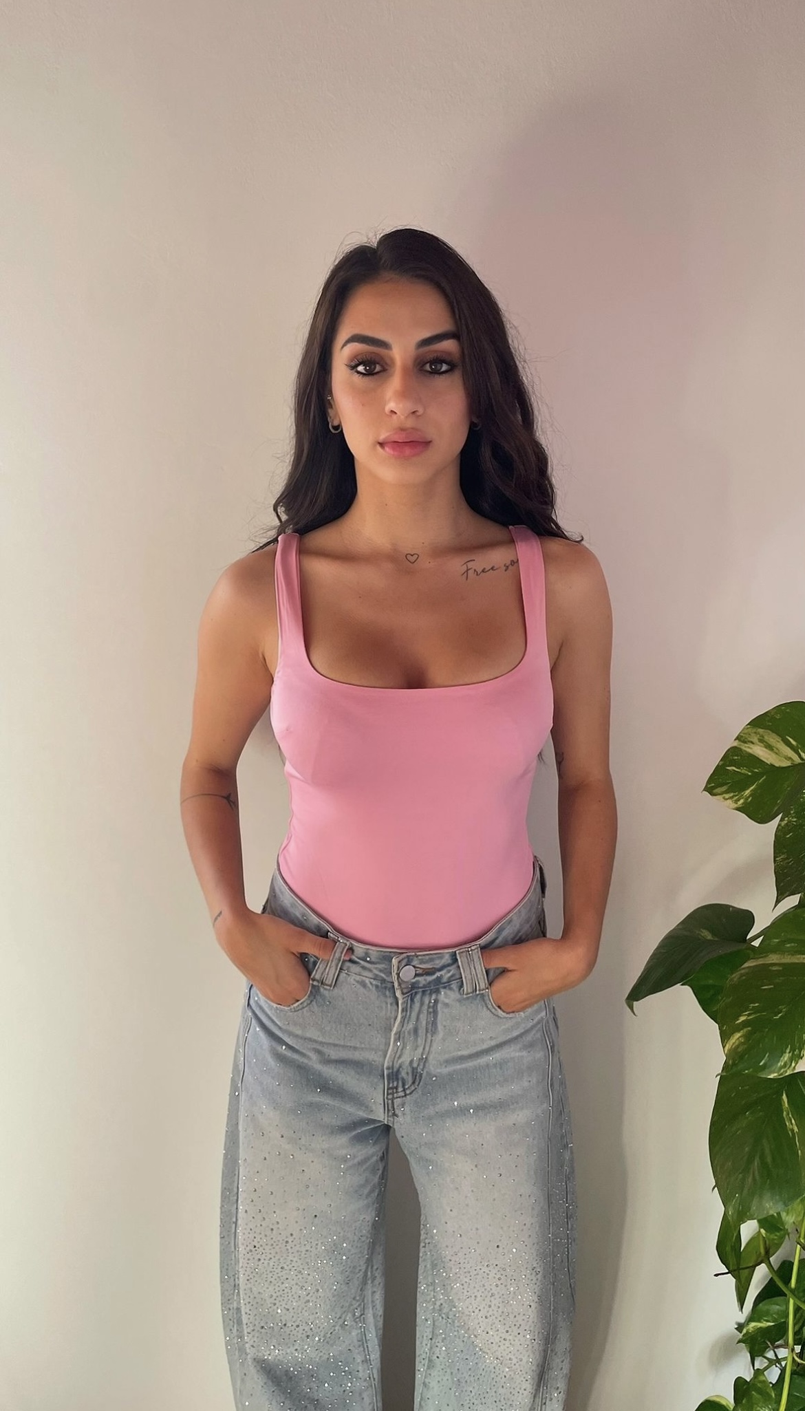 Body Kim scollo quadrato rosa 2