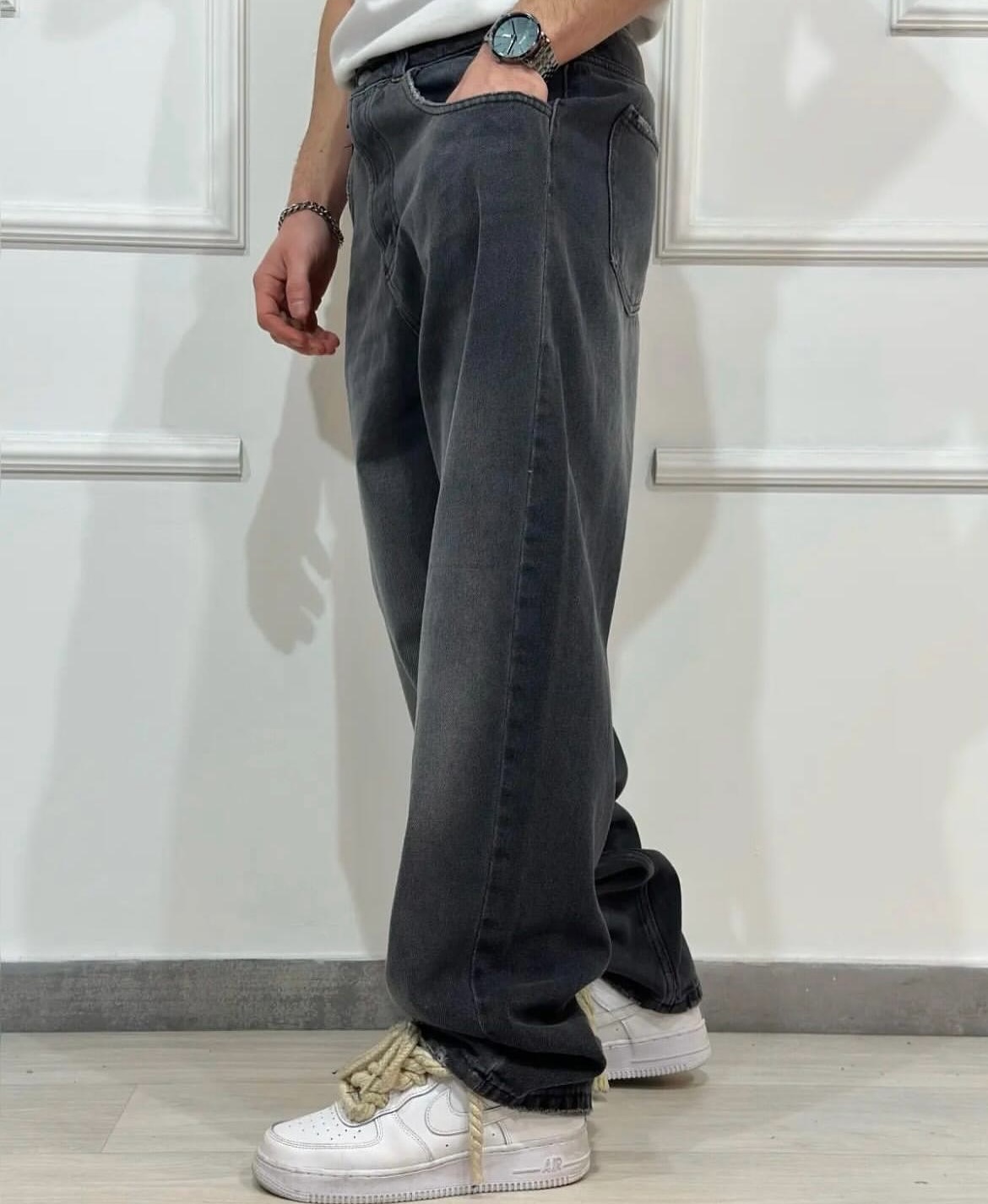 Jeans baggy laterale 