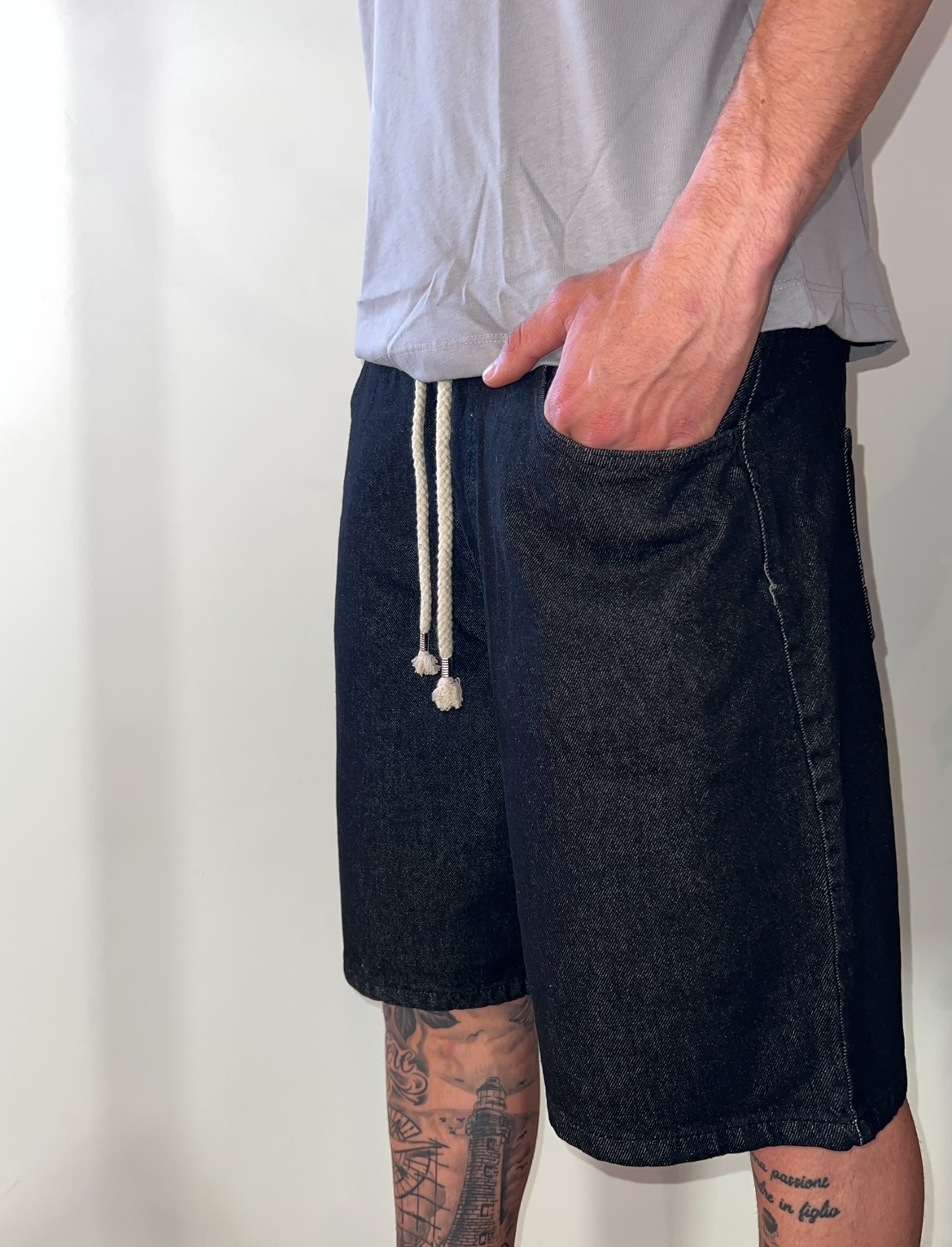Pantaloncino jeans nero 1
